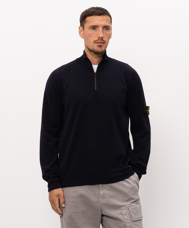Stone Island Синій джемпер з вовною L2S155100008S00A1 зображення 3