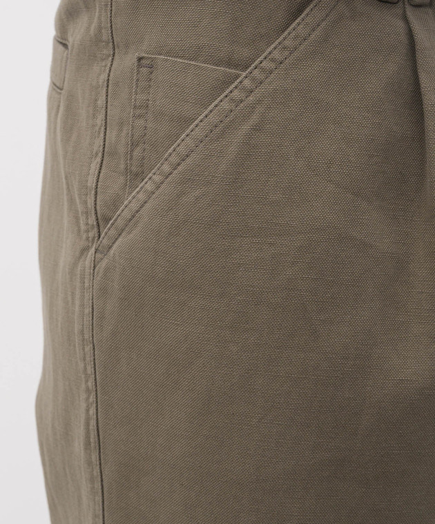 Brunello Cucinelli Штани кольору хакі з льоном MP44DH0690 зображення 5