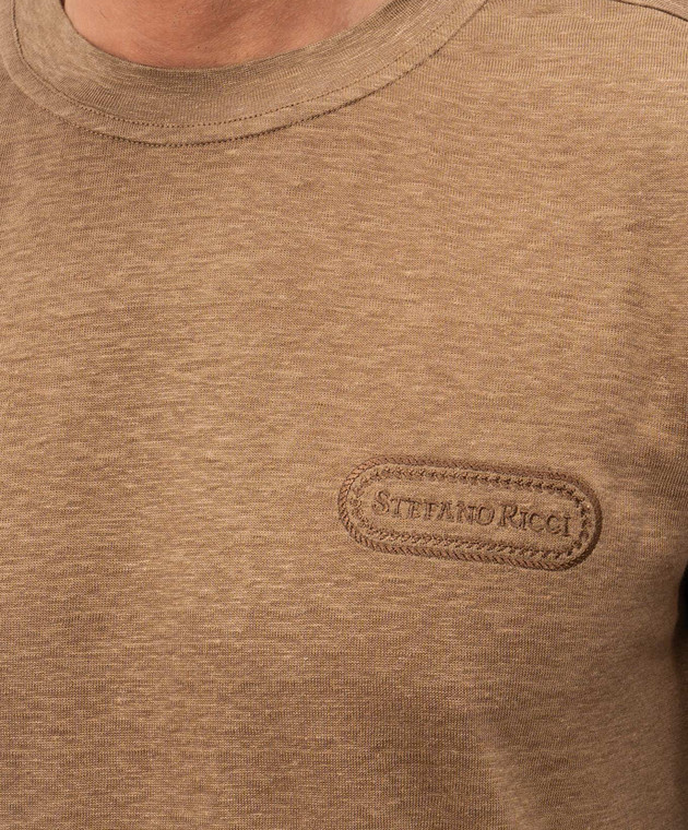 Stefano Ricci Коричнева футболка з льону K919071G10T26205 зображення 4