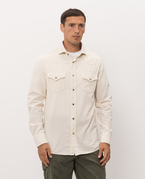 Brunello Cucinelli Вельветовая рубашка цвета айвори ML6884008