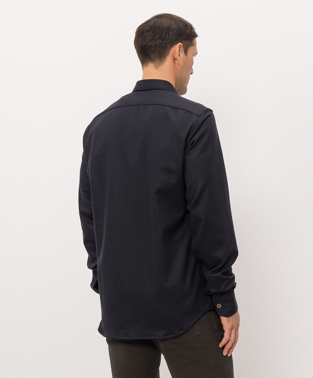 Kiton Синя сорочка з вовни UMCBUBAK0141I зображення 4