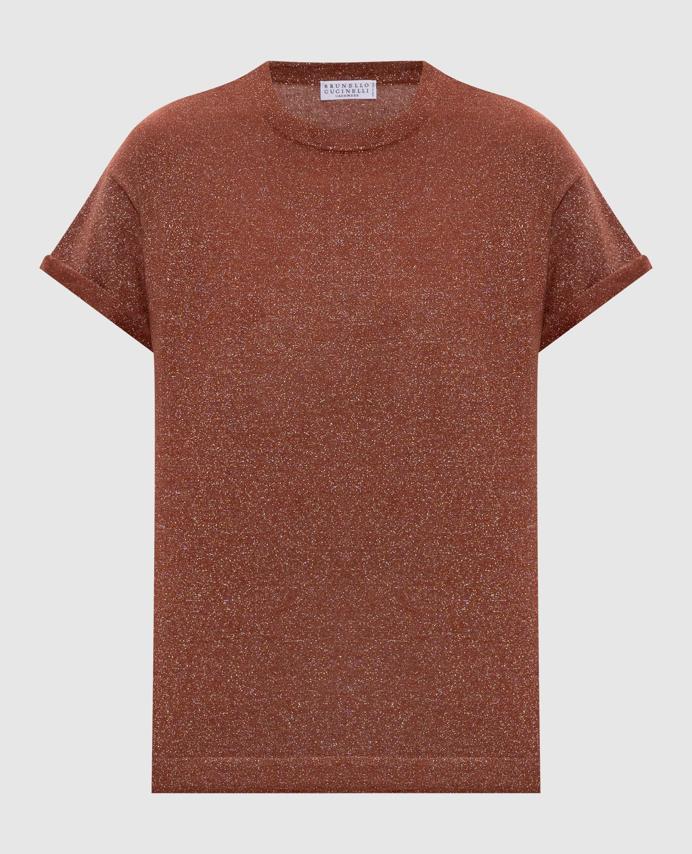 Коричневая футболка с кашемиром и шелком