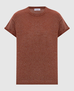 Brunello Cucinelli Коричневая футболка с кашемиром и шелком M41810000