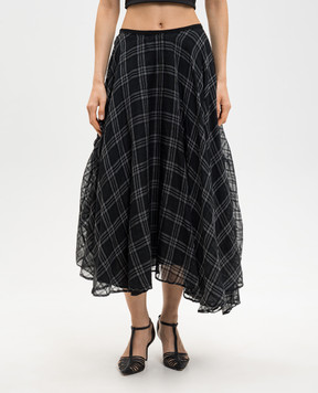 Marc Le Bihan Чорна спідниця з шовком в клітинку 2567