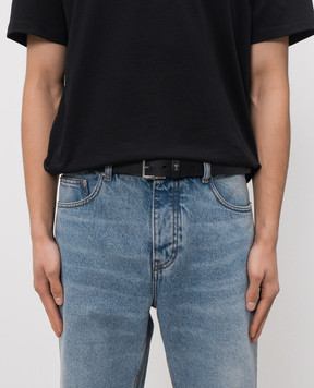 Ami Paris Чорний шкіряний ремінь з фактурною емблемою UBL205AL0140m