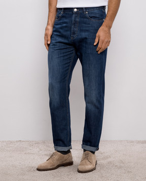 Brunello Cucinelli Сині джинси з ефектом потертості ME645O1090