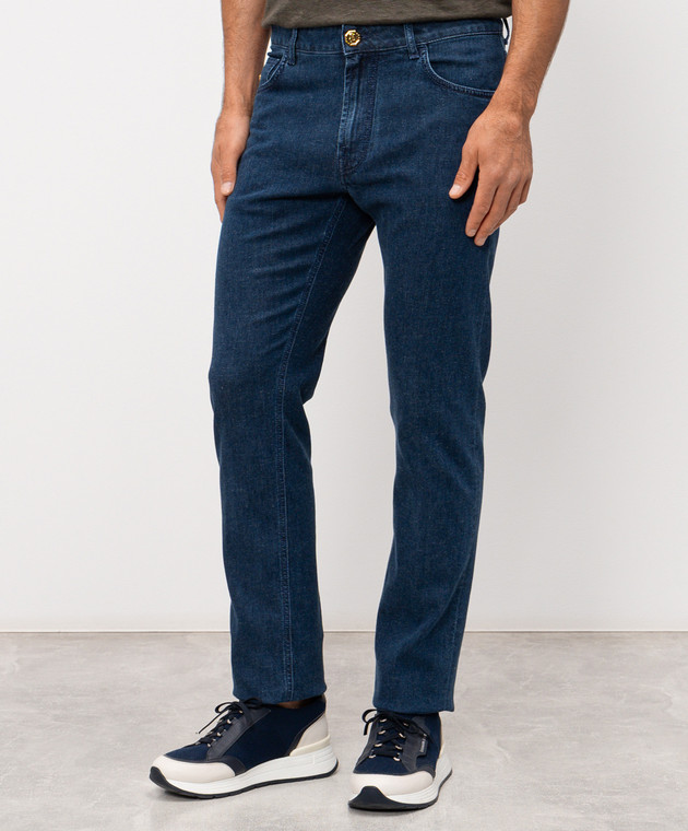 Stefano Ricci Синие джинсы с монограммой логотипа MST61B2030T0217 изображение 3