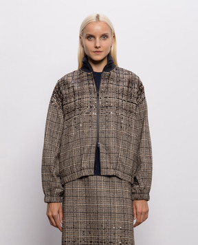 Brunello Cucinelli Куртка в клетку с пайетками MG5577625P