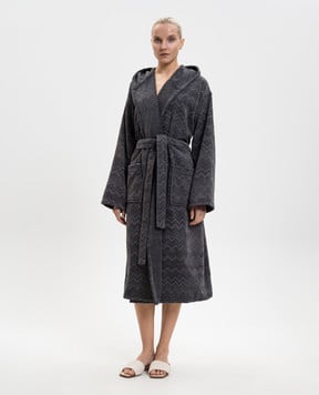 Missoni Home Сірий махровий халат Chalk в брендовий візерунок 1D3AC99718