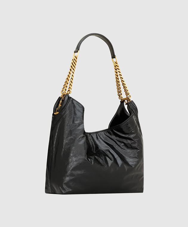 Saint Laurent Черная кожаная глянцевая сумка-хобо HORTENSE 871222AAGOL изображение 3