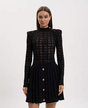 Balmain Чорне боді в клітинку GF1BG027KJ34