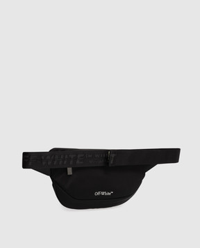 Off-White Черная поясная сумка с принтом эмблемы OMNT001C99FAB001