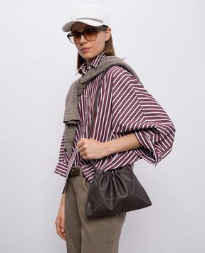 Brunello Cucinelli Коричневая кожаная сумка-кисет с цепочкой мониль MBIMD2808