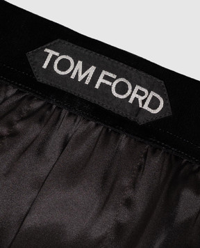 Tom Ford Темно-коричневые трусы-боксеры из шелка с нашивкой логотипа T4LE41010