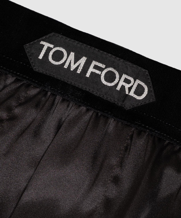 Tom Ford Темно-коричневые трусы-боксеры из шелка с нашивкой логотипа T4LE41010 изображение 2