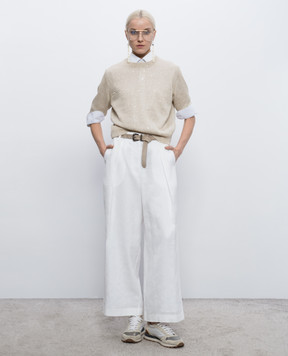 Brunello Cucinelli Білі штани з ланцюжком моніль MQ986FW999