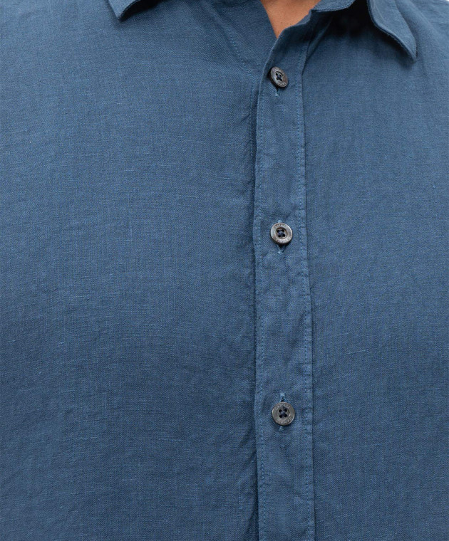 Canali Синяя рубашка из льна GM02128CSL7077 изображение 5