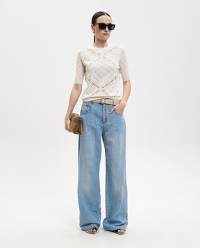 Ermanno Scervino Топ кольору айворі з шовком D485L759APIJG