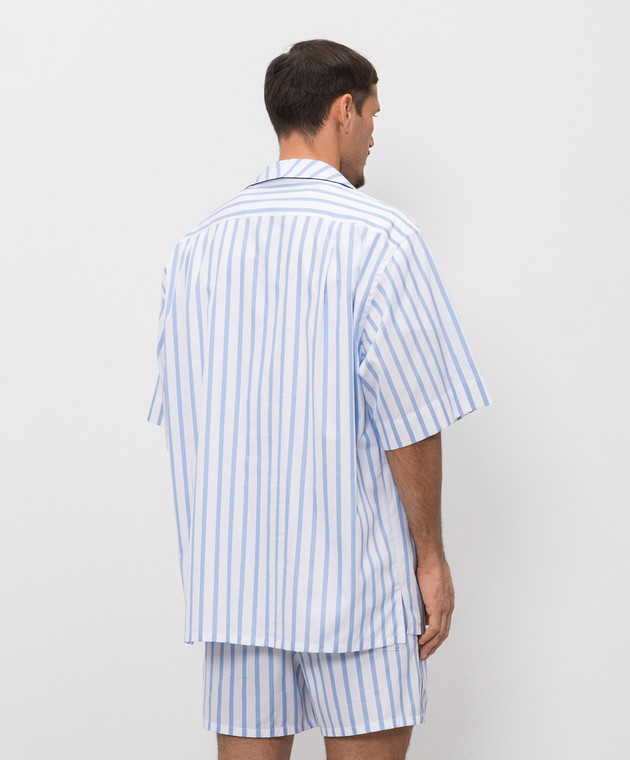 Dolce&Gabbana Белая рубашка в полоску в пижамном стиле с нашивкой логотипа G5OL5TFR52W изображение 4