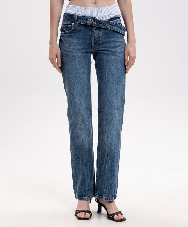 Alexander Wang Синие джинсы-боксеры с логотип патч 4DC3264123 изображение 3