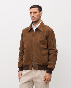 ISAIA Коричнева замшева куртка з фактурною емблемою LW0210PLW67