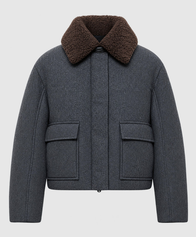 Brunello Cucinelli Серый пуховик из шерсти и кашемира MB1623800