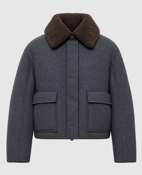 Brunello Cucinelli Серый пуховик из шерсти и кашемира MB1623800