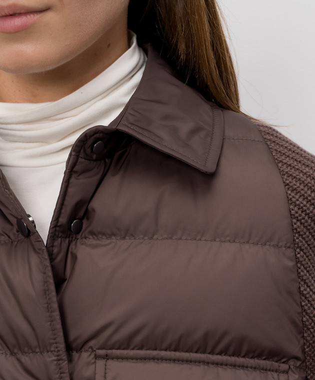 Brunello Cucinelli Коричнева пухова куртка з ланцюжком моніль MD5987696P зображення 5