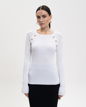 Balmain Белый джемпер с брендовыми заклепками GF1ARA60KJ45