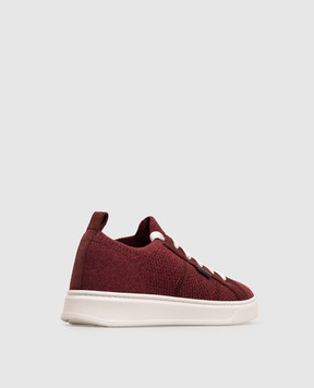 Brunello Cucinelli Детские бордовые кроссовки из шерсти, кашемира и шелка BZ6001G432
