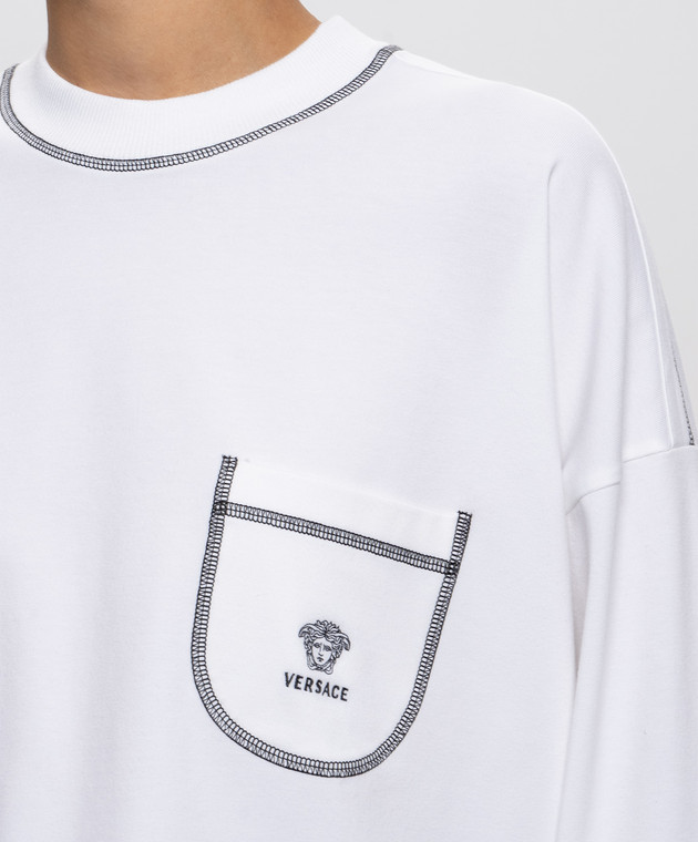 Versace Белый лонгслив с вышивкой логотипа 10270341A19286 изображение 5