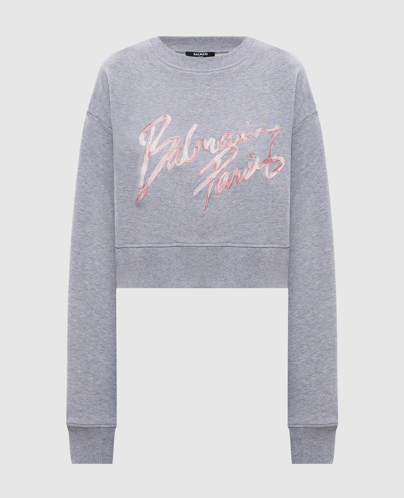 

Серый укороченный свитшот с логотипом, Черный, Свитшоты