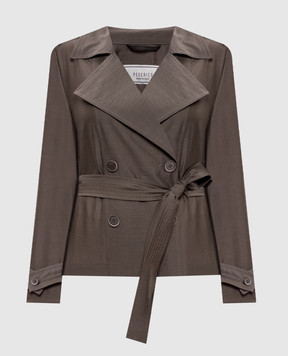 Peserico Коричневий укорочений тренч з ланцюжком моніль A25126A01939