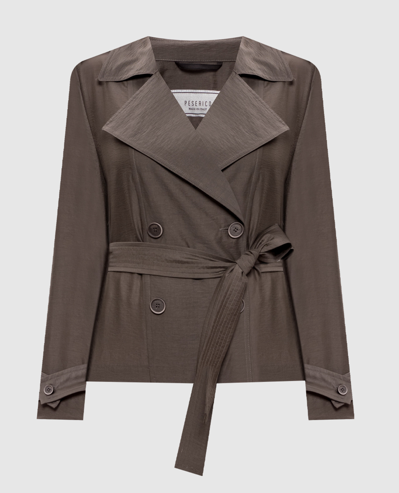 Коричневый укороченный тренч с цепочкой мониль