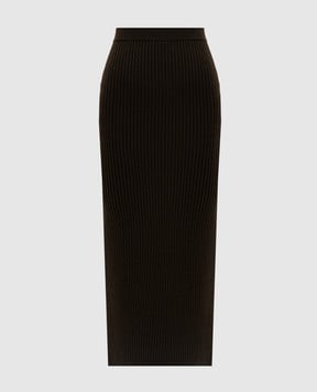 Max Mara Юбка цвета хаки Boris из шерсти и кашемира в рубчик BORIS1234