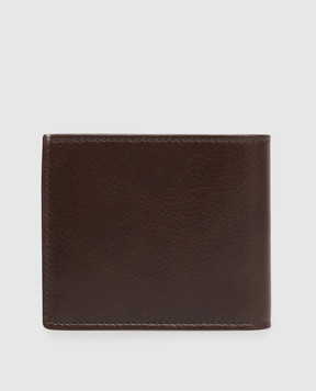 Brunello Cucinelli Коричневый кожаный портмоне с тиснением эмблемы MWVEBU006