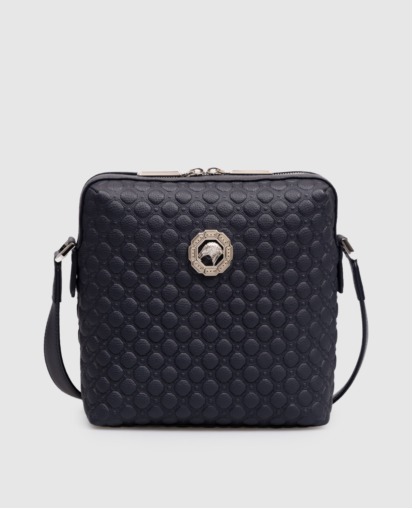 Синяя кожаная сумка с тиснением Asia