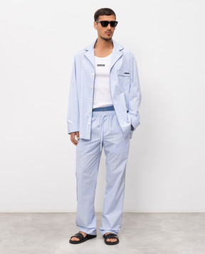 Dolce&Gabbana Блакитні штани в смужку в піжамному стилі GVRMATFR510