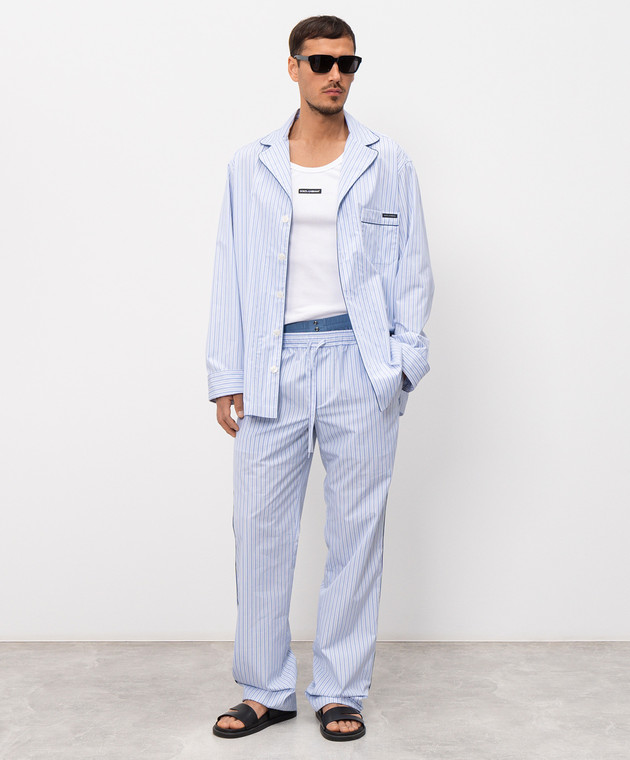 Dolce&Gabbana Блакитні штани в смужку в піжамному стилі GVRMATFR510 зображення 2