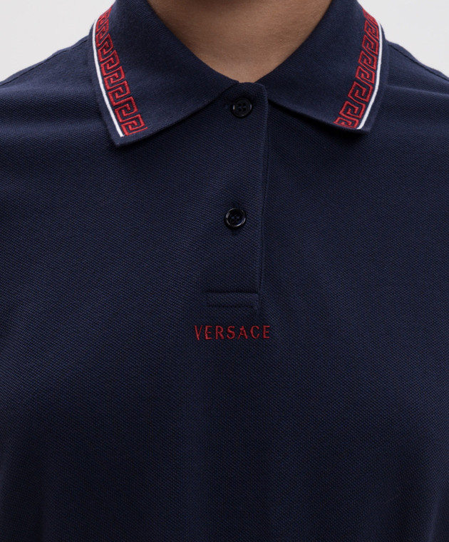 Versace Синее платье-поло с вышивкой логотипа 10259641A18688 изображение 5