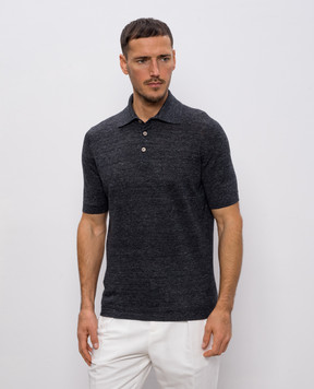 Brunello Cucinelli Серое поло с леном M2L00315