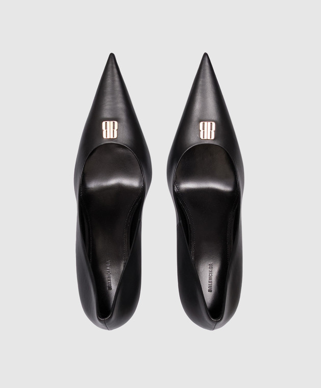 Balenciaga Черные кожаные туфли Avenue Bb Editor 845393WA919 изображение 4