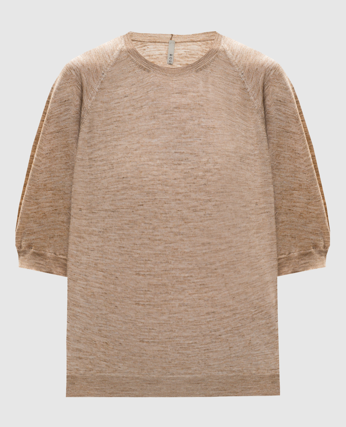 Бежевая футболка из кашемира, шелка и льна