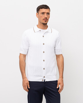 Peserico Біла сорочка в рубчик з короткими рукавами R59521F189173R