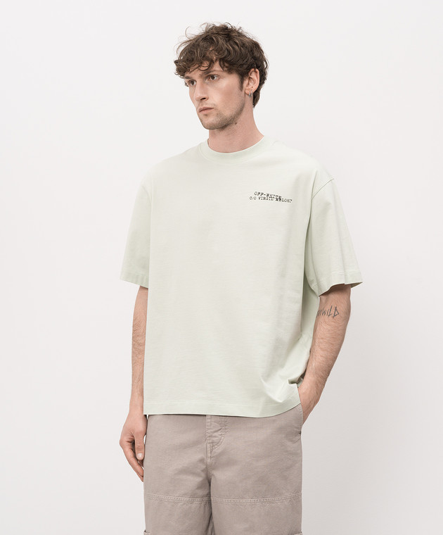 Off-White Зеленая футболка Type Arrow 44MAA120S26J00S изображение 3
