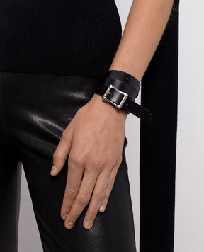 Ann Demeulemeester Чорний шкіряний браслет Sundvis B0014376LT128