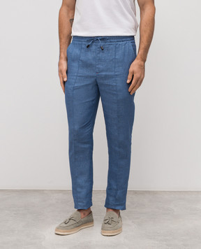 ISAIA Голубые брюки из льна PNC016P9120