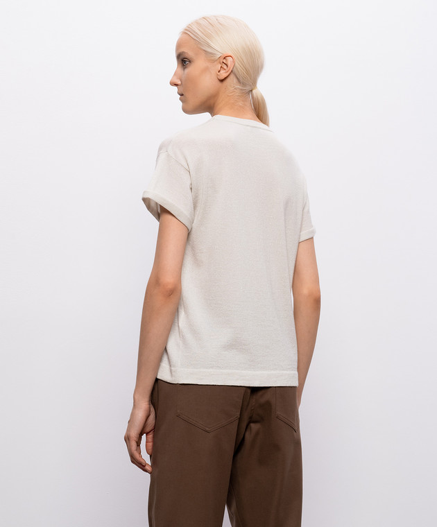 Brunello Cucinelli Футболка з кашеміром та шовком кольору айворі M41810000P зображення 4