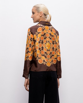 Versace Коричнева блуза із шовку в принт 10242311A17952