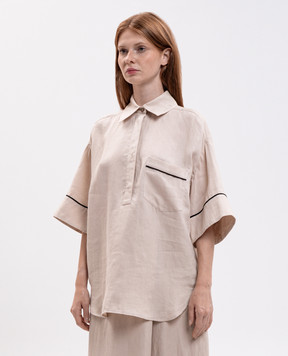 Agnona Бежевая блуза из льна TD1109YU3049